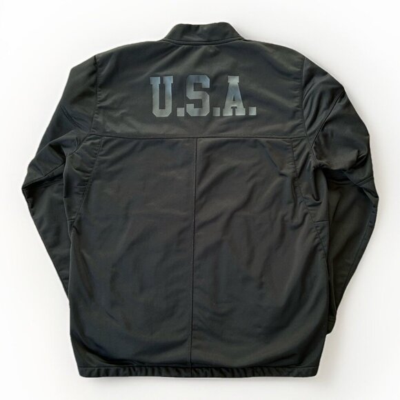 Army Performance 1/2 Zip Pullover Jacket Mens Size Large Black USA & Flag Decals - Picture 2 of 7